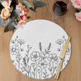 thumbnail image 3 of Spring Flowers Round 13 Inch Placemats Set of 4, Modern Simple Botanical Wildflowers Herbs HeatResistant Non Slip Place Mats for Dining Table, Wipeable Braided Kitchen Table Mats for Housewarming, 3 of 9