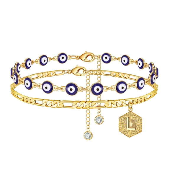 TINGN Evil Eye Ankle Bracelets For Women 14K Gold Plated Ankle Bracelet Layered Anklets for Women Summer Jewelry Gifts