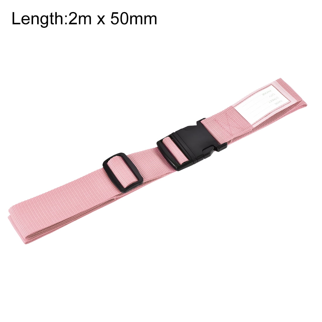 Unique Bargains Luggage Straps Suitcase Belts with Buckle Label PP Travel Bag Packing Pink