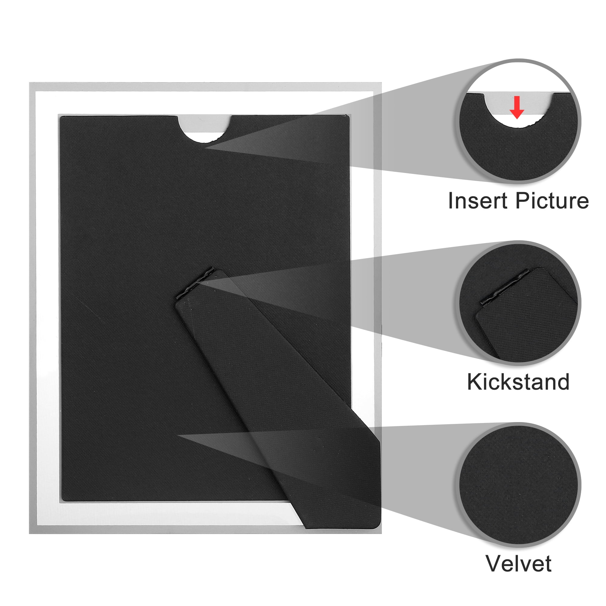 Unique Bargains Glass Picture Frame for Tabletop Display for Classy Home Decor Silver -3Pcs 5x7