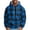 Blue, variant on Men's Loose Fit Plaid Print Hoodie, Casual Long Sleeve Pullover Sweatshirt, Soft Fleece Streetwear for Fall Winter, Christmas Holiday, Lounge and Travel,Yellow,M