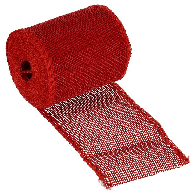 Unique Bargains 2.36 Inch Wide 3.28 Yards Wired Jute Crafts Roll Wrap Decoration Red
