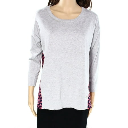 Tommy Hilfiger NEW Gray Pink Womens Size Small S Scoop Neck Sweater