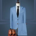 thumbnail image 2 of Men's underwear Men Fashion Suit Western Suit Outfit for Men Mens 3 Piece Slim Fit Big And Tall Tuxedo Button Set Jacket Pants Light Suits for 3 Button Fabric Mens Elegant Blue XL, 2 of 6