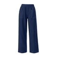 thumbnail image 5 of Straight Leg Pants for Women High Waist Stretchy Slim Fit Trousers with Pockets Solid Color Comfy Cotton Lounge Work Pants,Sizes S-2XL, 5 of 7