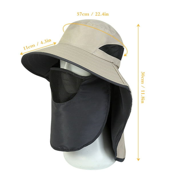 Tooarts Uv-Protection Hat Hiking Hat With Removable Mesh Face Neck Flap Cover Fishing Cap For Man Women Beige