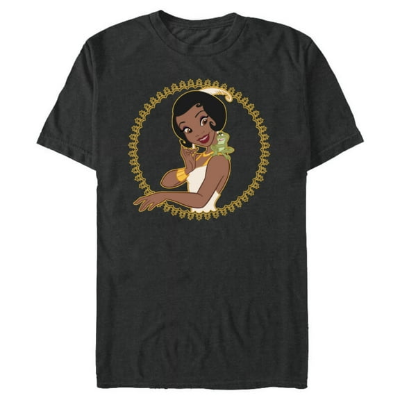 Disney The Princess and The Frog Tiana Naveen Frame T-Shirt- Short Sleeve Blended T-Shirt for Adults - Customized-Dark Heather