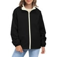 thumbnail image 1 of Breezora Womens Color Block Wind Resistant Lightweight Jacket Water Repellent Utility Anorak Jacket L Size Black, 1 of 9