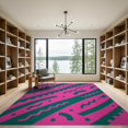 thumbnail image 2 of ODIKA 9'x12' Hot Pink Diagonal Striped Washable Area Rug Bold Contemporary Abstract Geometric With Zigzag Lines Dots Curved for Master Suite, California King, Under Bed, Non-Shedding, Easy Care, 2 of 7