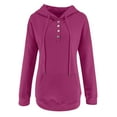 thumbnail image 4 of Daznico Sweatshirt for Women,Women Casual Solid Button-up Sweatshirt Pocket Hooded Strap Long Sleeve Loose Top with Pockets,Women's Hoodies & Sweatshirts(Size:3XL), 4 of 7