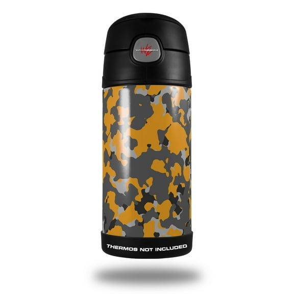 Skin Decal Wrap for Thermos Funtainer 12oz Bottle WraptorCamo Old School Camouflage Camo Orange (BOTTLE NOT INCLUDED) by WraptorSkinz