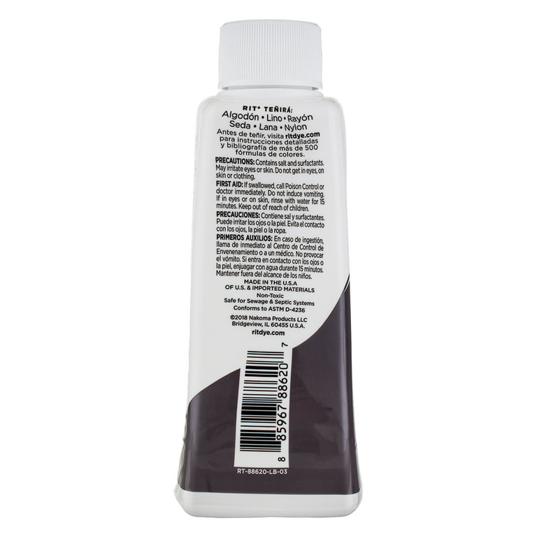 Rit Dye – 8 Oz. Liquid Fabric Dye for Clothing, Décor, and Crafts –  Charcoal Grey with Color Fixative