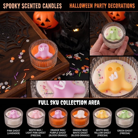 Halloween Ghost Shaped Aromatherapy Candle for Home Decor, Cute Scented Wax Figurine for Party Favors, Fall Holiday Tabletop Decorations, 1Pack A