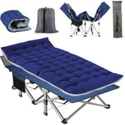 Veeboto Folding Bed Cot with 3 Inch 2 Sided Mattress, 75"* 28" Folding Camping Cots with Carry Bag, 900lbs Portable Sleeping Cot Bed for Home, Camping&Office, Blue