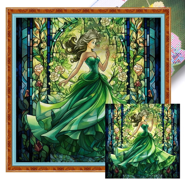 Hilo Algodón Bordado Punto Cruz Princesa Vitral Con 14CT 50x50cm