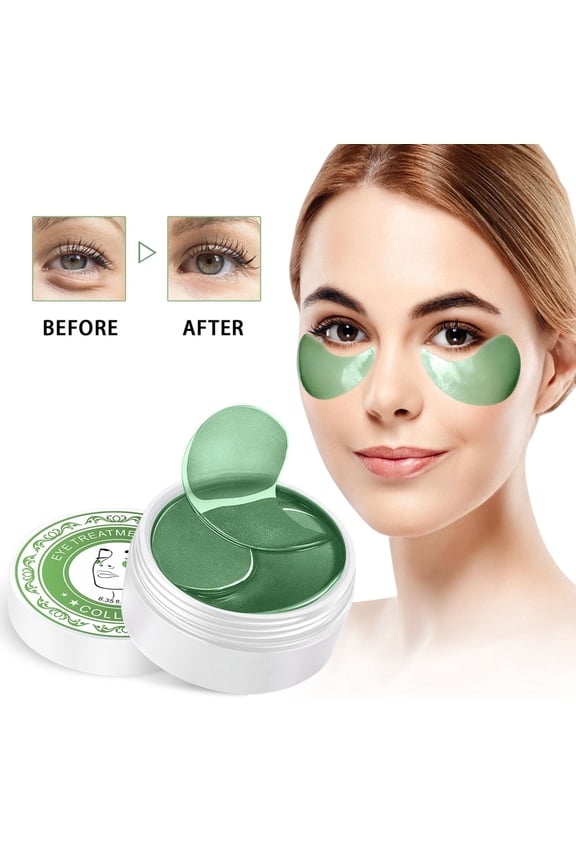 Under Eye Mask, 60 Pairs Green Tea Algae Under Eye Patches with Hyaluronic Acid and Collagen for Dark Circles, Puffiness, Eye Gel Treatment Patch Anti-Aging Eye Pad for Wrinkles, Eye Bag