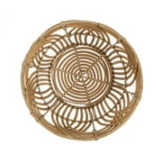 Homezone Handwoven Natural Rattan Basket with Modern Weave, Round