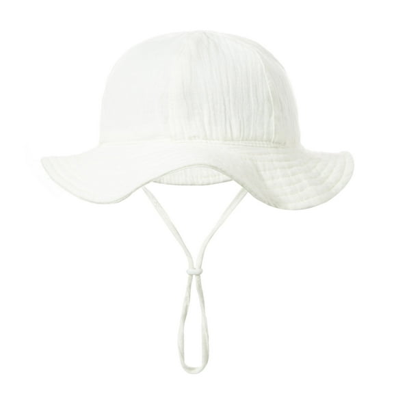 WOYY Kids Adjustable Wide Brim Bucket Hat Solid Color Outdoor Sun Protection Sun Hat