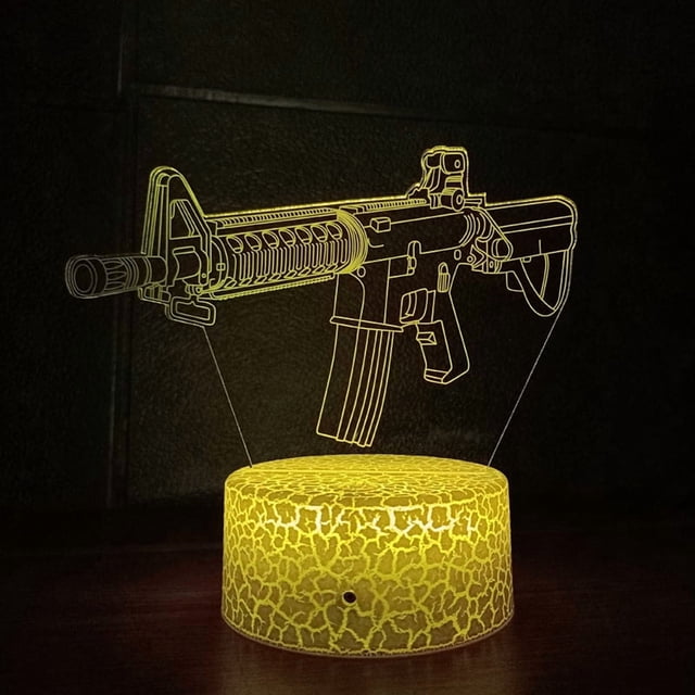 Carabinas M4 con luz nocturna LED 3D que cambian de color para niños