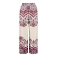 thumbnail image 5 of Dress Pants Women Petite High Waisted Wide Leg Summer Beach Vacation Pants Boho Lounge Casual Palazzo Trousers, 5 of 8