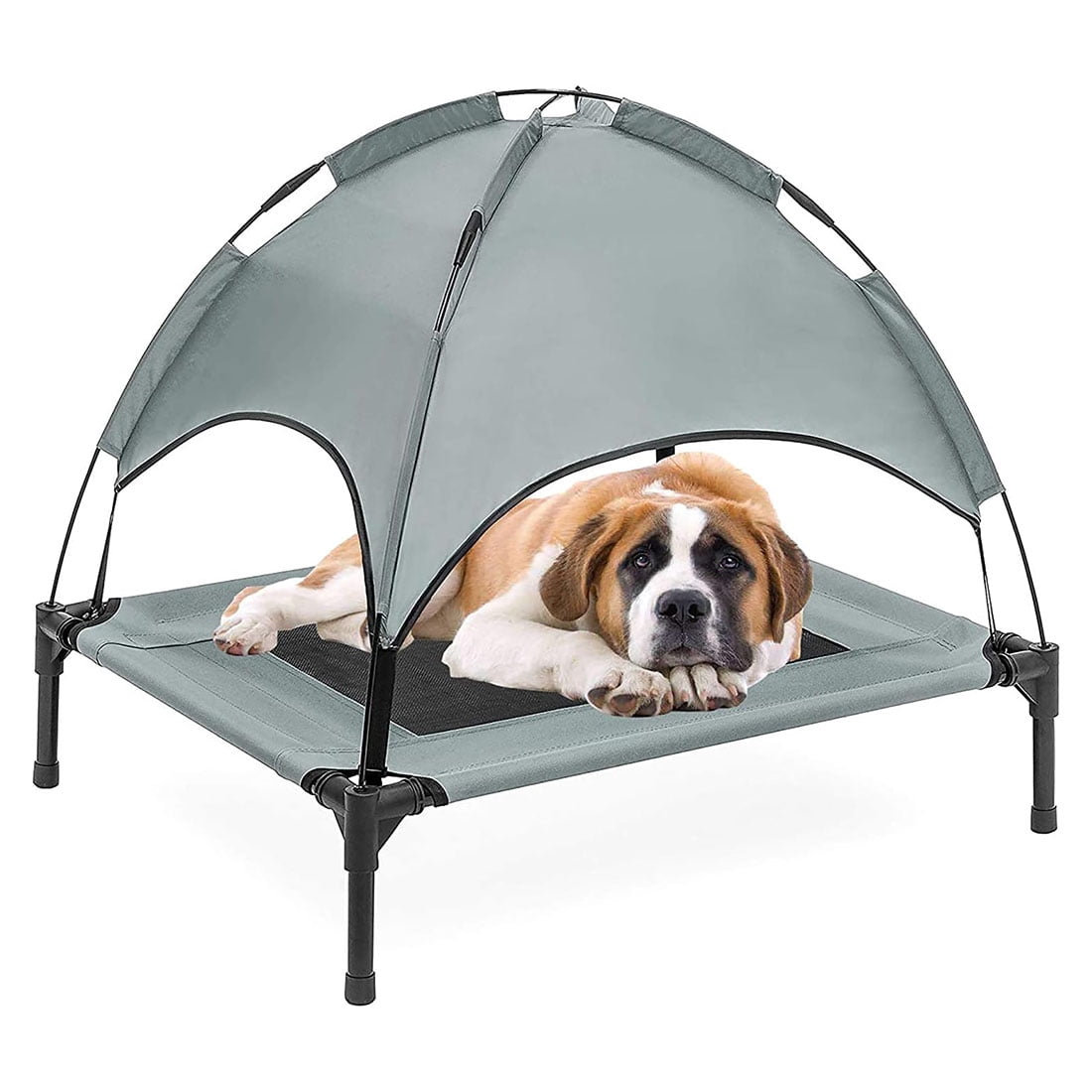PawfectPals Portable Cooling Waterproof Elevated Heavy Duty Camping Pet Bed  with Detachable Shade (Med)