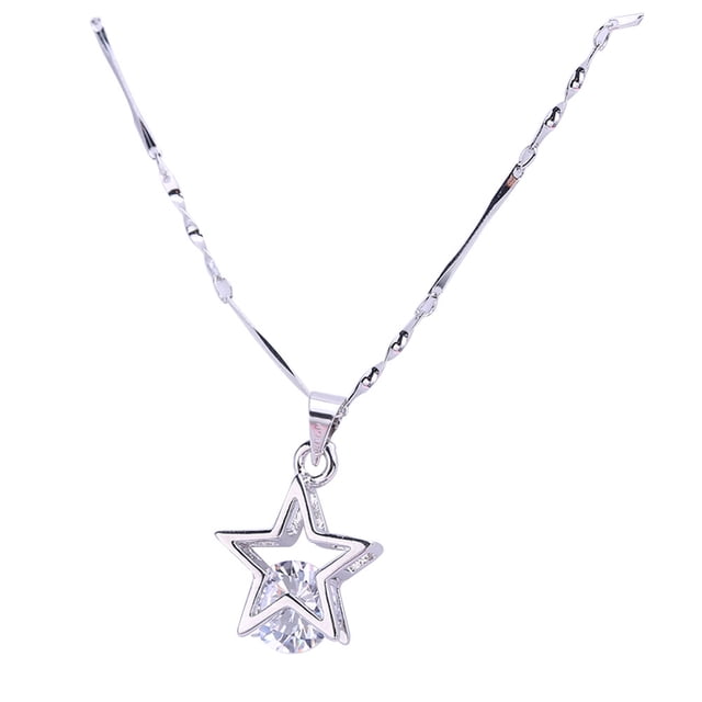 Estilo coreano Exquisito Hueco Estrella Colgante Collar Mujeres Clavícula Joyas