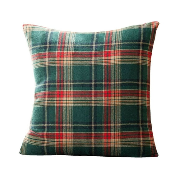 ERDOUY Pack of 2 Christmas Plaid Decorative Throw Pillow Covers for Farmhouse Home Decor Green, 18 x 18 Inches