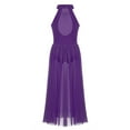 thumbnail image 2 of YONGHS Big Girls Lyrical Dance Dress Mock-neck Leotard with Long Mesh Maxi Skirt 8-16 Purple 10, 2 of 7
