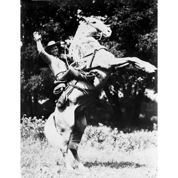 Roy Rogers posed on a Rearing Horse Photo Print (24 x 30)