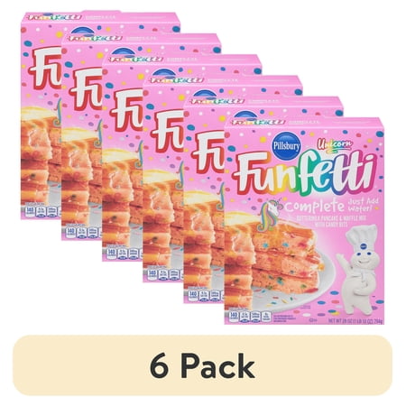 (6 pack) Pillsbury Funfetti Unicorn Complete Buttermilk Pancake and Waffle Mix, 28 Oz Box