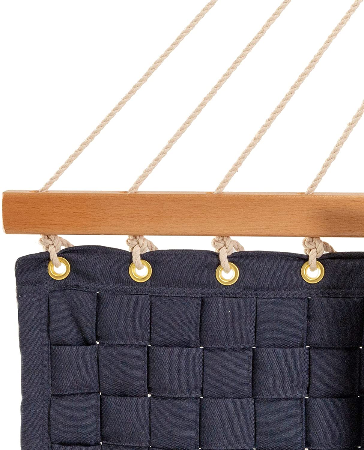 Castaway Living 13 ft. Large Navy Soft Weave Hammock with Pillow, Free Extension Chains, Tree Hooks & Storage Bag