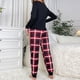thumbnail image 4 of Conjunto de pijama a cuadros con bolsillos para mujer: camiseta de manga larga y pantalones. Ropa de casa suave para el otoño y el invierno., 4 of 8