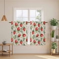 thumbnail image 2 of Red Strawberry Kitchen Curtains 54 Inch Length, Summer Fruits Farmhouse Leaves Floral Retro Tiers Curtains for Bathroom Bedroom Cafe, Light Filtering Small Window Treatment Drapes 2 Panels 42"Wx54"L, 2 of 8