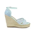 thumbnail image 3 of BLISSFUL STEP Women's Espadrille Wedge Heel Wedge Sandals Light Blue 8, 3 of 7