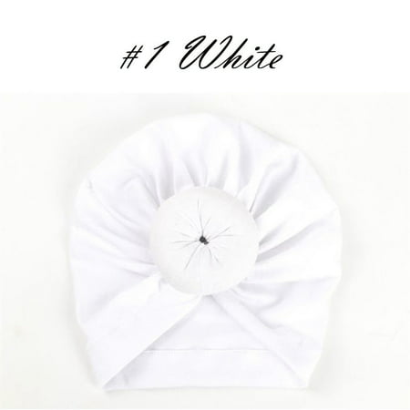 Kids Baby Girl Turban Flower Head Wrap Adjustable Hat Cotton Cap White