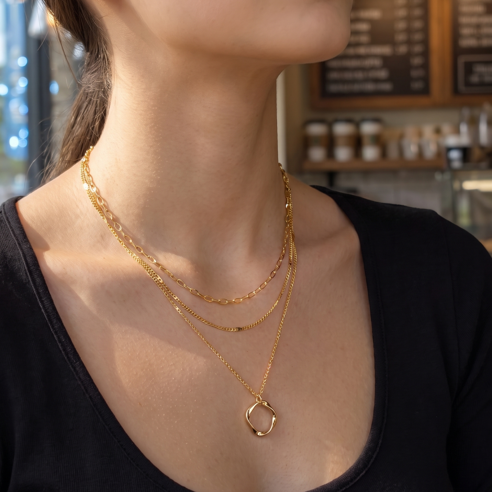GOSFRY Layered Necklace Set, 14K Gold Plated photo 3