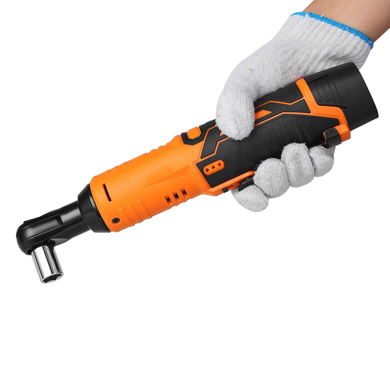 Cordless Electric Ratchet Wrench, 3/8 Inch, 33 ft-lbs Torque, 240 RPM, 2 x 2000mAh Batteries, with Sockets, Adapter & Extension Bar, for Automotive & Mechanical Work