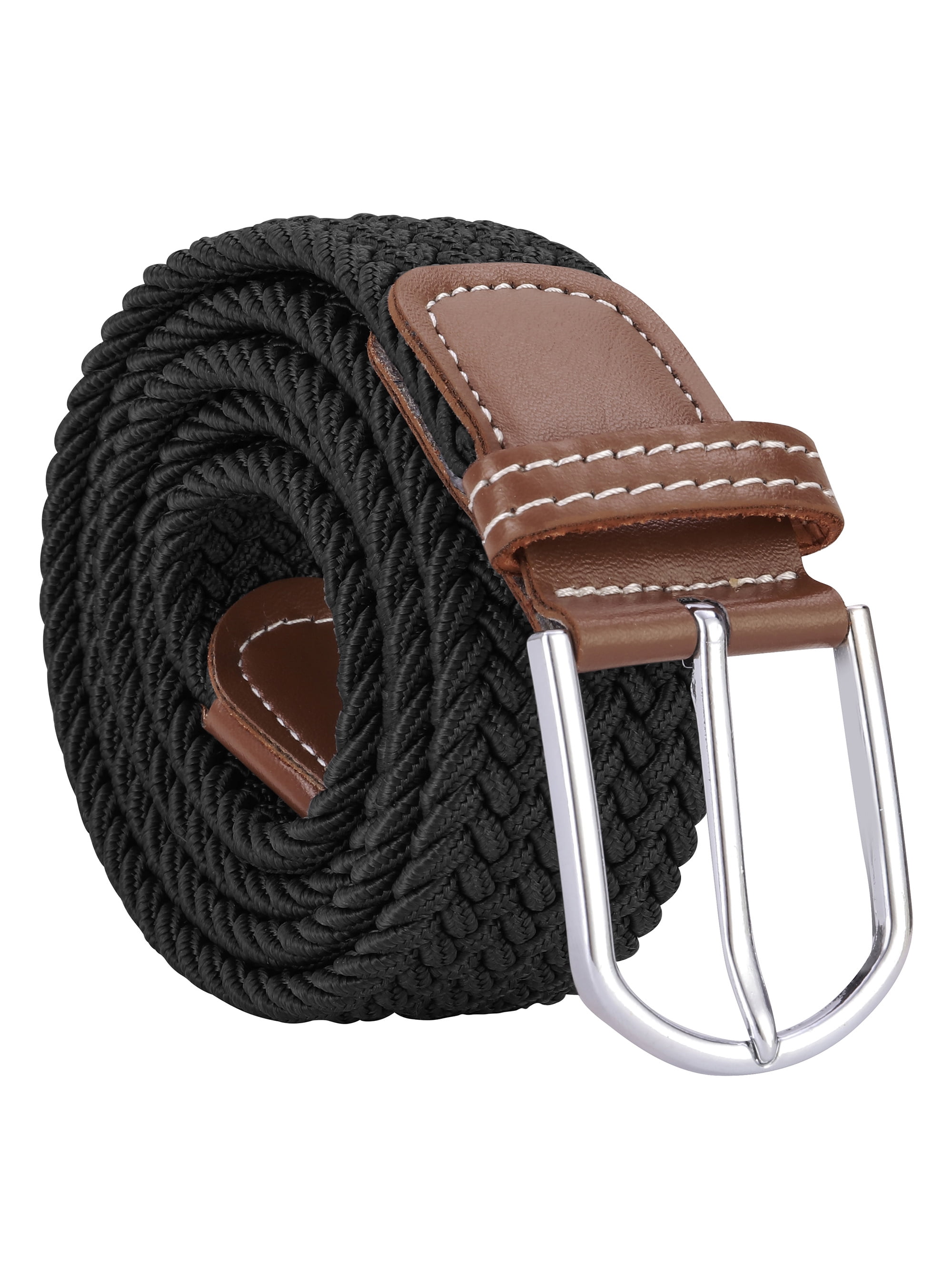 SUOSDEY Mens Braided Leather Belt Cowhide Woven Leather Belt for Casual Jeans Pants with Solid Prong Buckle Christmas Gift