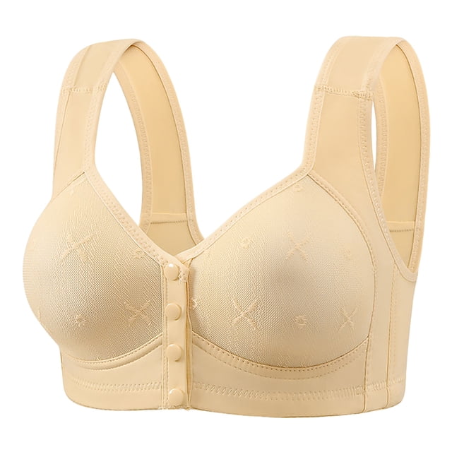 cfhntfmh Front Closure Bras for Women No Underwire Comfort Push up Bras Convenient Soft Front Buttons Plus Size Bralettes