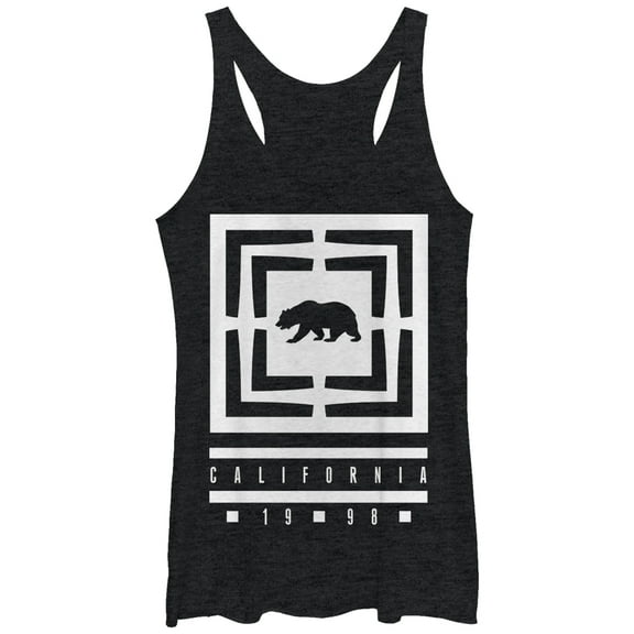 Women's Lost Gods California Bear Square Racerback Tank Top Black Heather Small