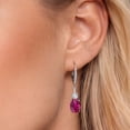 thumbnail image 3 of Gem Stone King 925 Sterling Silver Red Created Ruby and White Created Sapphire Dangle Earrings for Women with Lab Grown Diamond (4.53 Cttw, Oval 9X7MM), 3 of 6