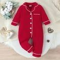 thumbnail image 2 of Weebloom Newborn Outfits Baby Girl Newborn Romper Button Up Footie Red Pj'S Jumpsuit Clothes Sleepwear 18-24 Months Red, 2 of 6