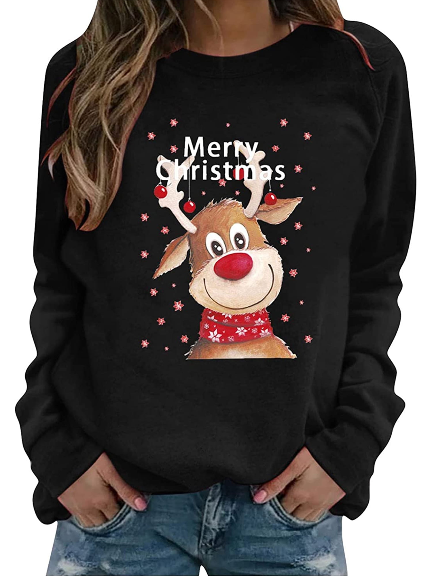 Womens Christmas Sweatshirts Crew Neck 