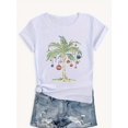 thumbnail image 1 of Loose Fit Women's Christmas Palm Tree T-Shirt, Festive Holiday Casual Summer Tee, 1 of 6