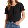 thumbnail image 6 of GigrtiJin Womens Short Sleeve T Shirts Pleated Baggy Basic T Shirts Casual Outdoor Pull On Round Neck Cropped Tees for Womens, 6 of 7