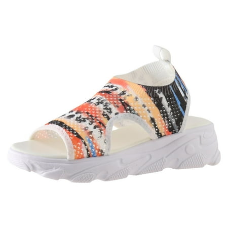 

Quealent Adult Women Sandal Women Summer Sandals with Heels New Oversized Sports Sandals for Women s Summer Thick Sole Fly Beach Sandals for Women White 7.5