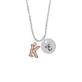 thumbnail image 2 of Delight Jewelry Rose Goldtone Crystal Initial - K - Silvertone Script Initial Disc - E - Charm Necklace, 20"+3", 2 of 4