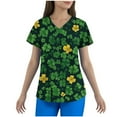 thumbnail image 2 of YOIAVAIOY Green Women's V Neck Printed Scrub Tops Plus Size St.Patrick's Day Scrub Medical Nursing Uniform S, 2 of 4