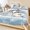 Misty Blue, variant on Queen Size Fitted Sheet Set - Coastal Thanksgiving 3 Piece Bedding Sets 16" Deep Pocket Fitted Sheet with 2 Pillowcases, Fall Blue Pumpkins Starfish Coral Brushed Microfiber Hotel Luxury Bed Sheets