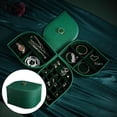 thumbnail image 3 of Caja de Joyería de Cuero Yinane Contenedor de Almacenamiento de Collar 3 Capas Verde, 3 of 8